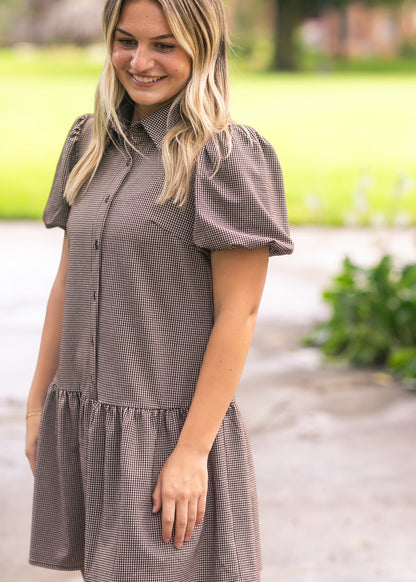 Esme Chocolate Check Dress FF Dresses