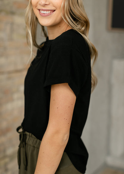 Essential Black Short Sleeve Basic T-shirt IC Tops