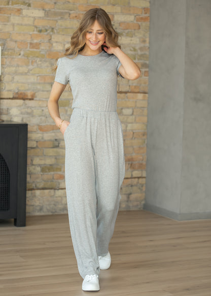 Essential Gray Ribbed Short Sleeve IC Tops