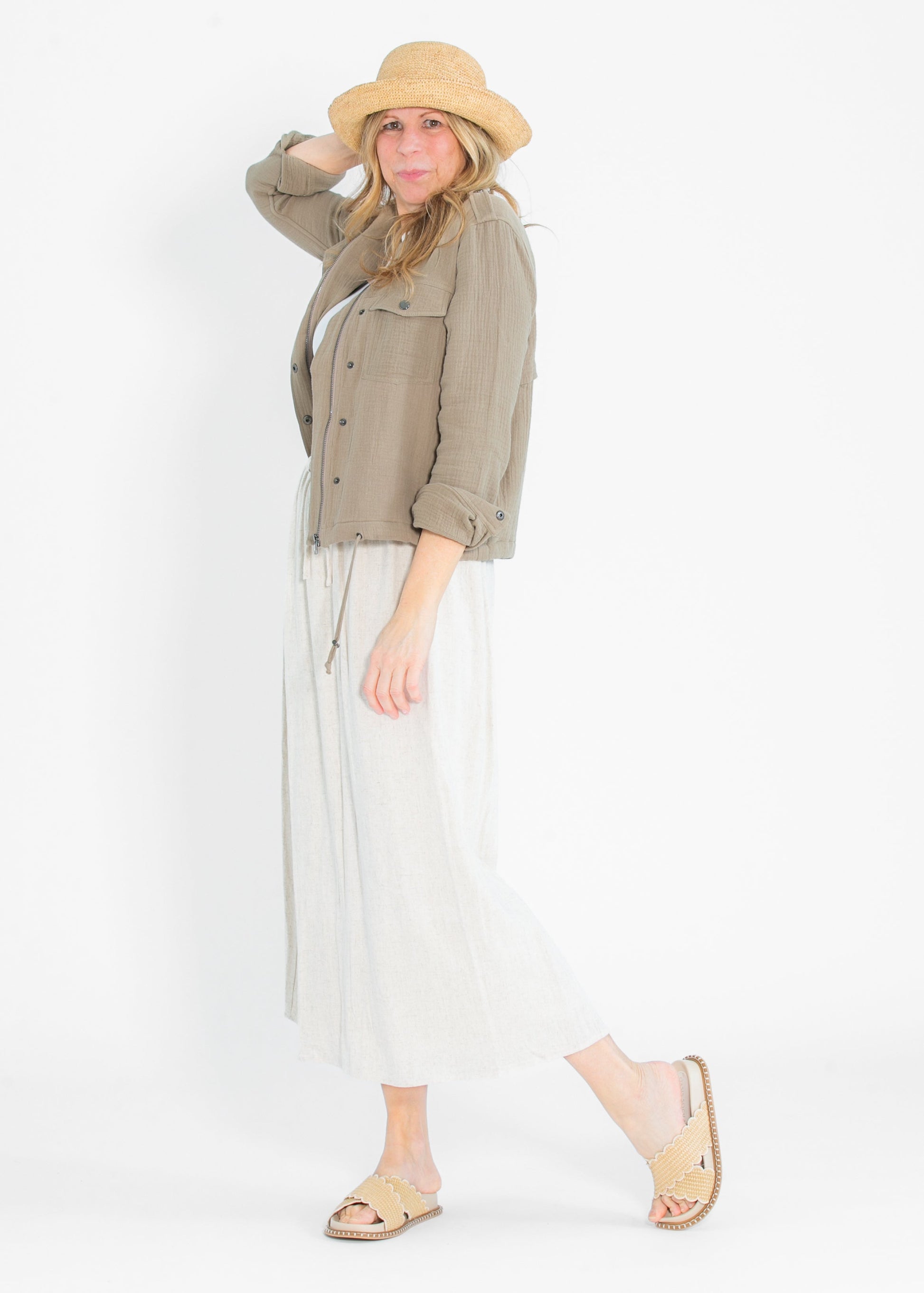Essential Linen Elastic Waist Maxi Skirt IC Skirts