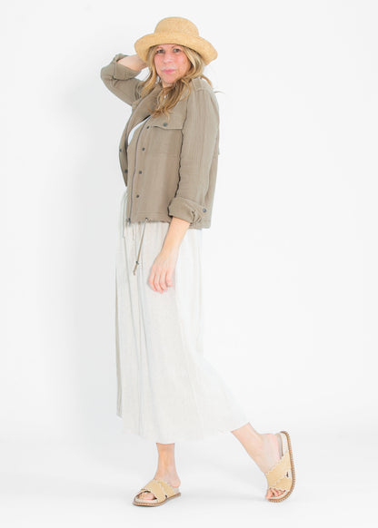 Essential Linen Elastic Waist Maxi Skirt IC Skirts
