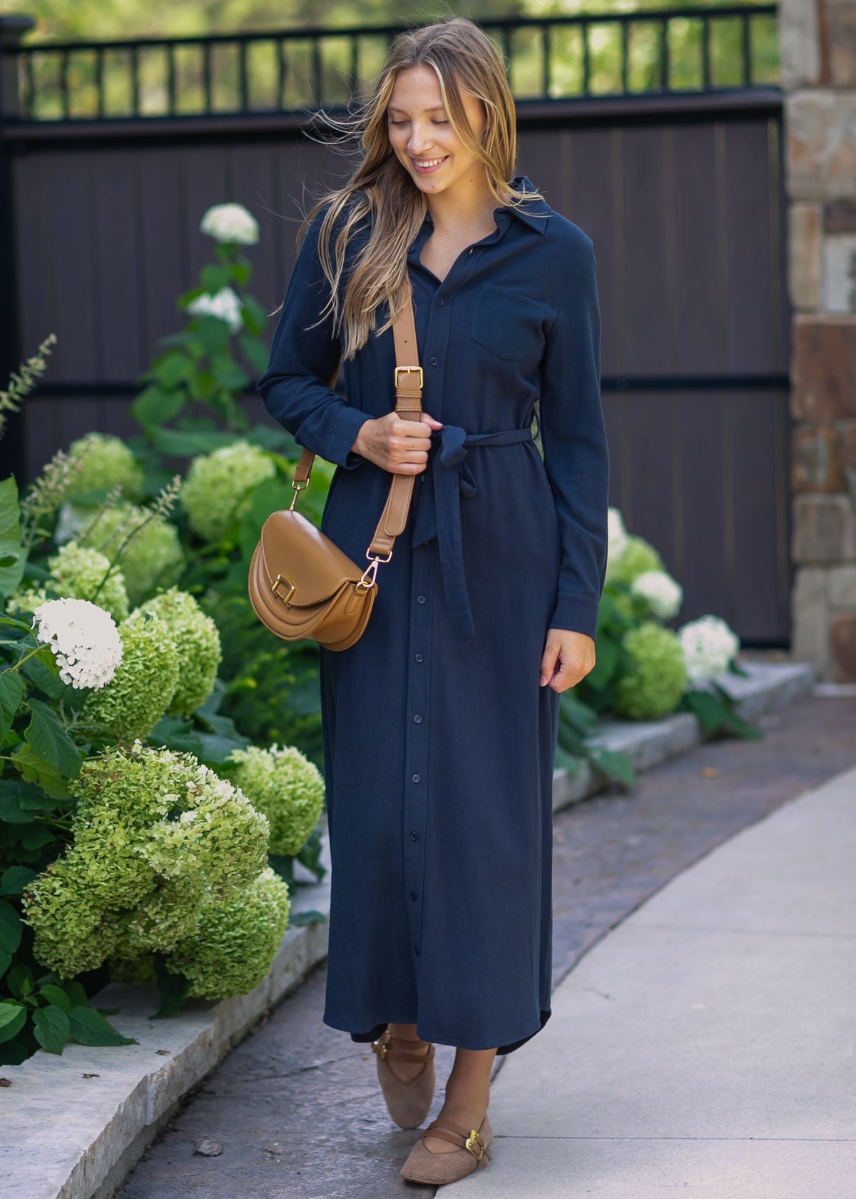 navy maxi shirt dress Essential Long Sleeve Linen Gratuita Long Sleeve Rib SCH000702_BL_L The fitted waist and Size:13.5 US Women (10.5 AU/UK)