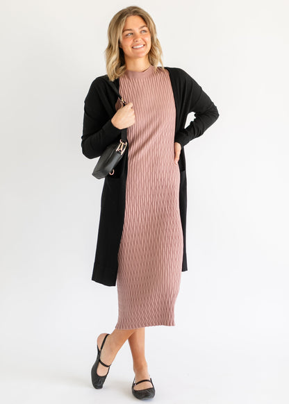 Essential Long + Soft Cardigan IC Tops Black / XS
