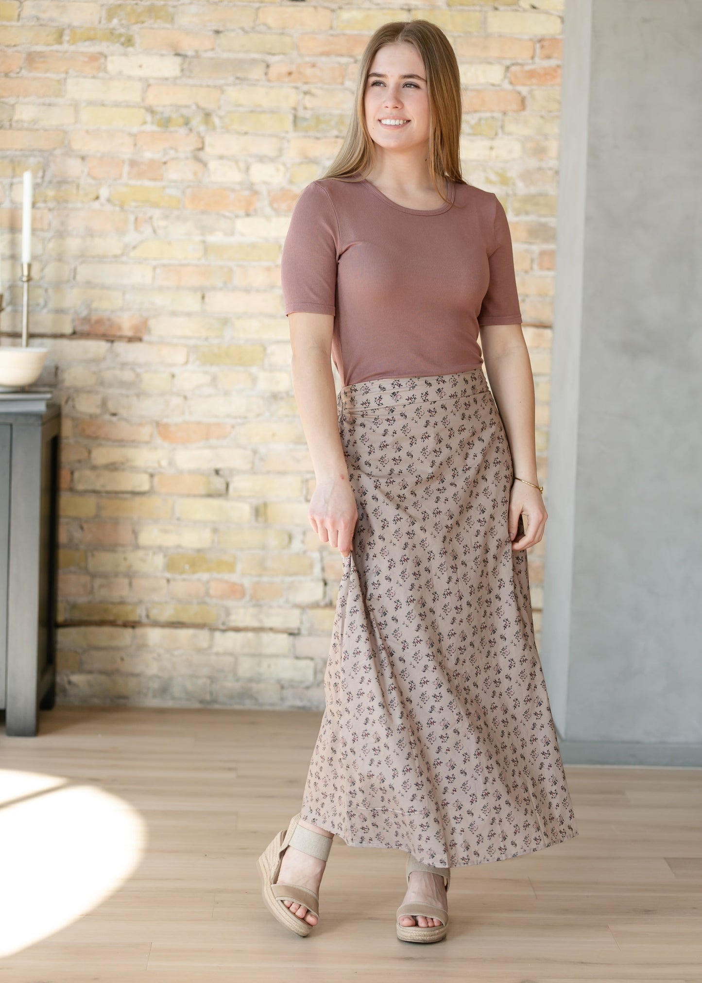 Essential Mauve Ribbed Half Sleeve Tee IC Tops