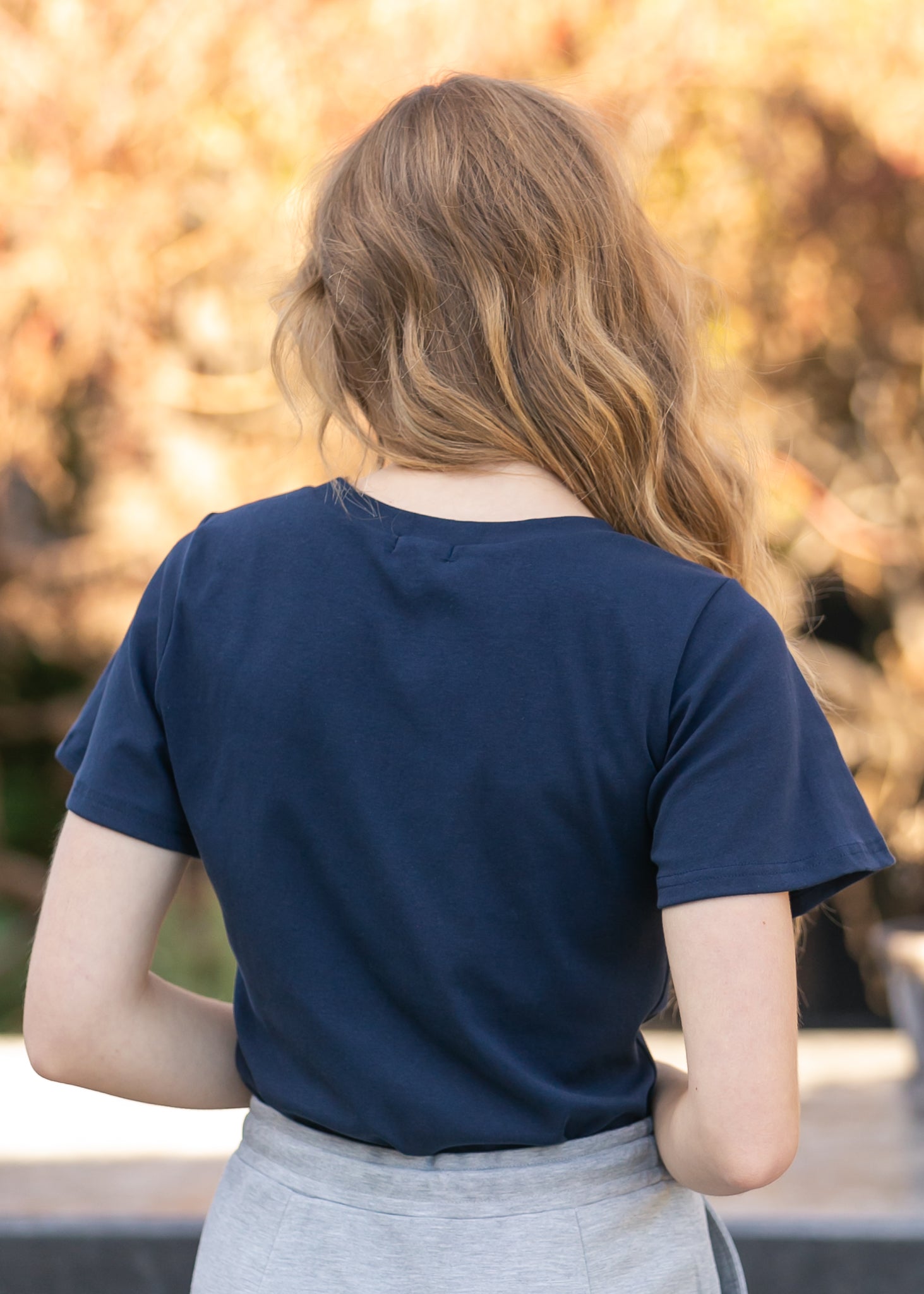 Essential Navy Flutter Sleeve Top IC Tops