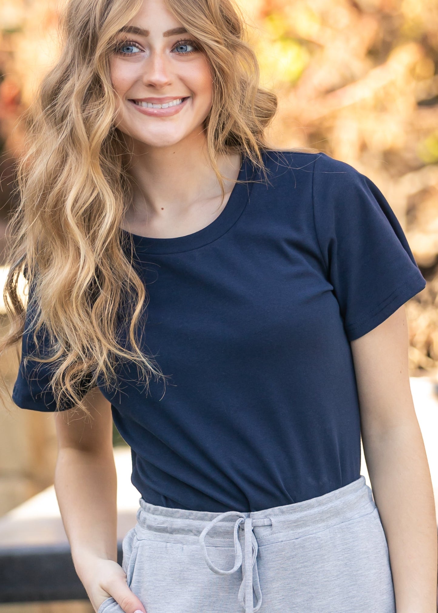 Essential Navy Flutter Sleeve Top IC Tops