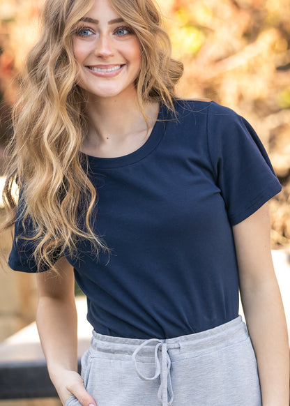 Essential Navy Flutter Sleeve Top IC Tops