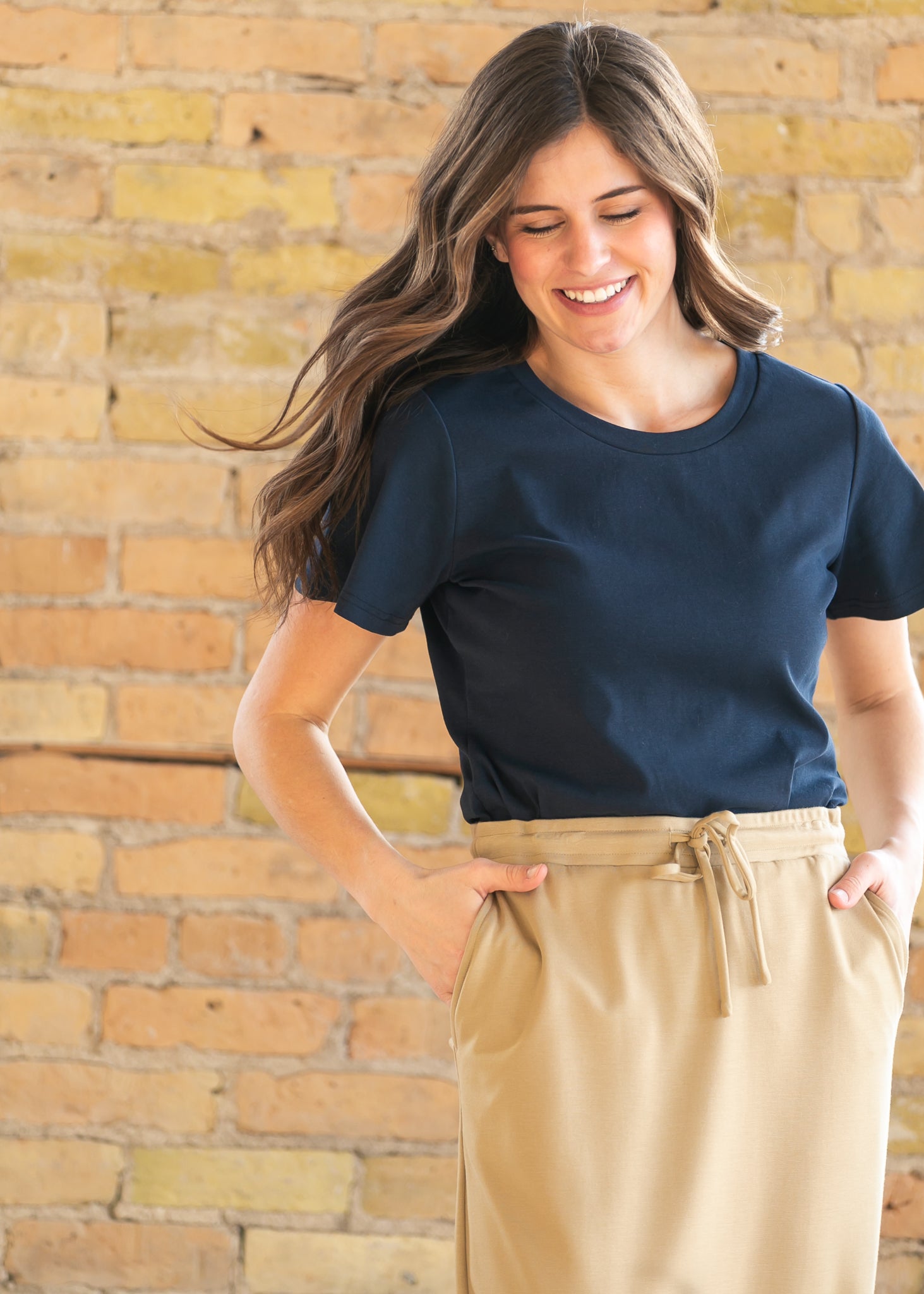 Essential Navy Flutter Sleeve Top IC Tops