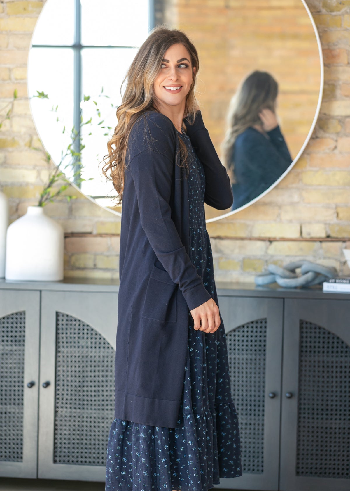 Essential Navy Long + Soft Cardigan IC Tops