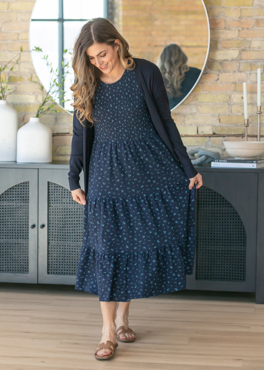 Essential Navy Long + Soft Cardigan IC Tops