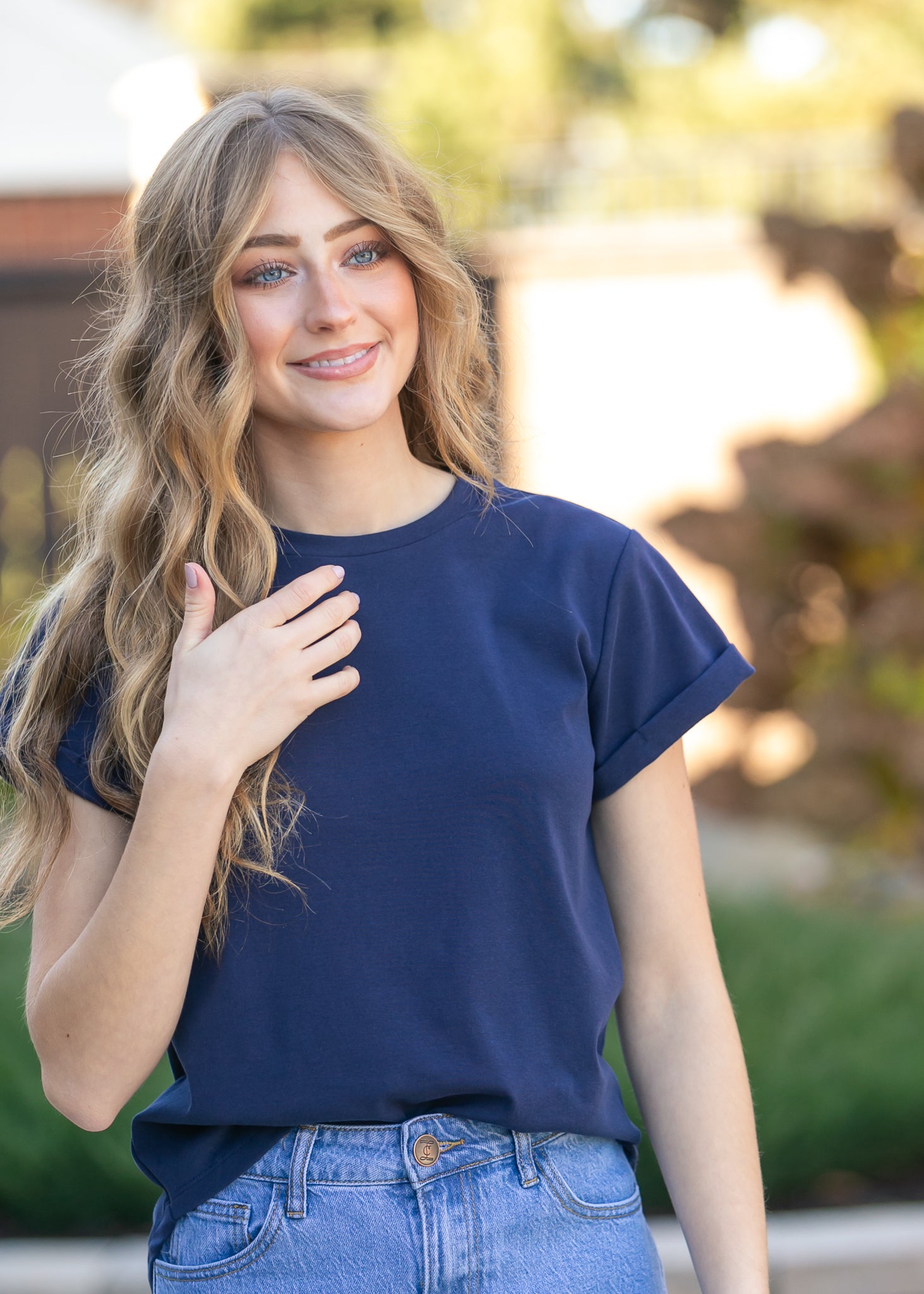 Essential Navy Short Sleeve Basic T-shirt IC Tops