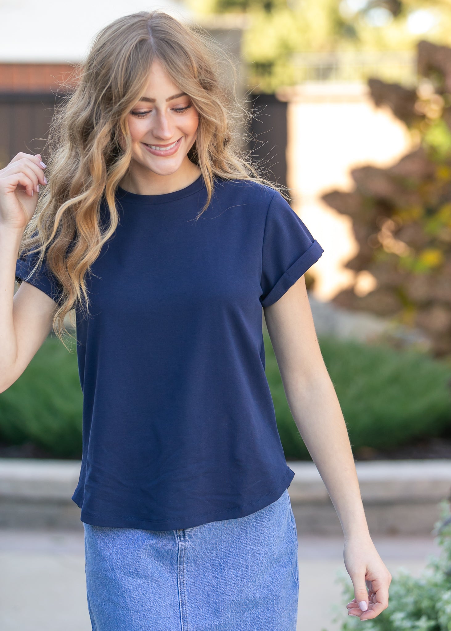 Essential Navy Short Sleeve Basic T-shirt IC Tops
