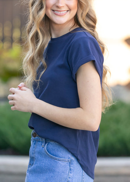 Essential Navy Short Sleeve Basic T-shirt IC Tops