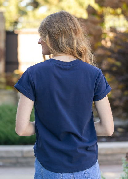Essential Navy Short Sleeve Basic T-shirt IC Tops