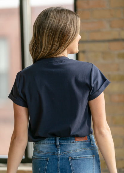 Essential Navy Short Sleeve Basic T-shirt IC Tops