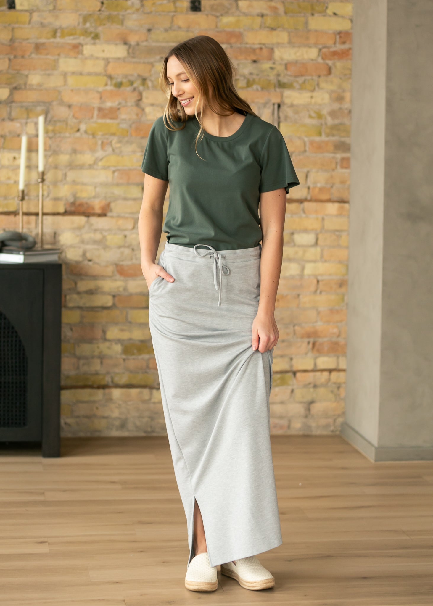 Essential Olive Flutter Sleeve Top IC Tops