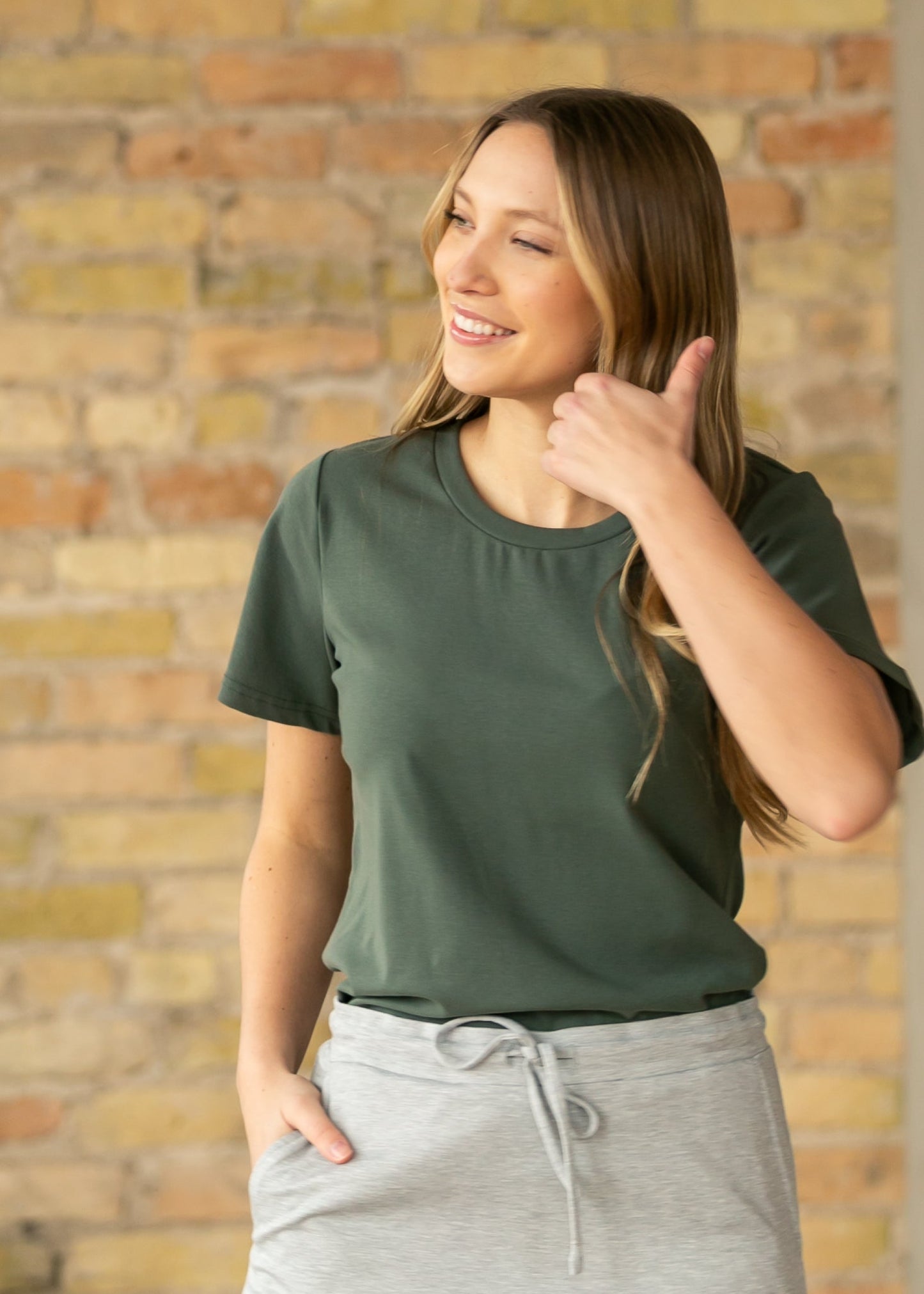 Essential Olive Flutter Sleeve Top IC Tops