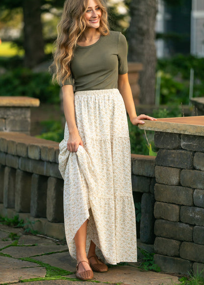 Essential Olive Ribbed Half Sleeve Tee IC Tops