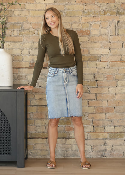 Essential Olive Ribbed Long Sleeve IC Tops