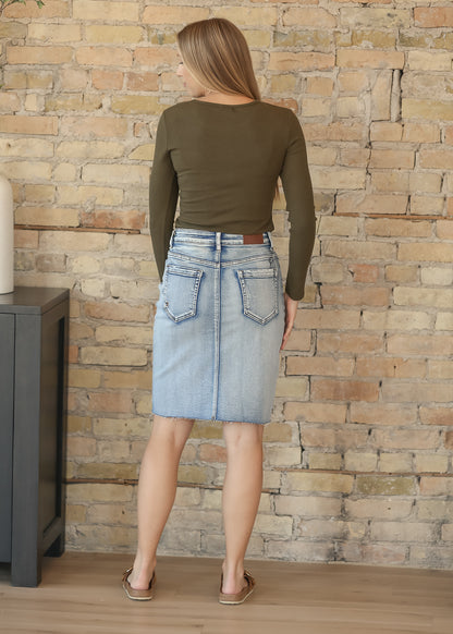 Essential Olive Ribbed Long Sleeve IC Tops