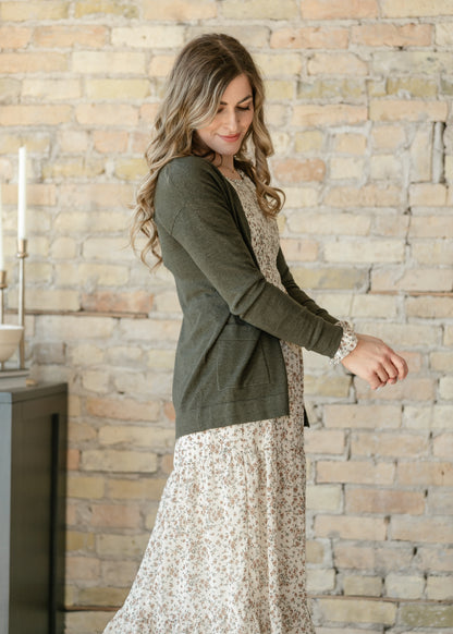 Essential Olive Soft Cardigan 27" IC Layering Essentials