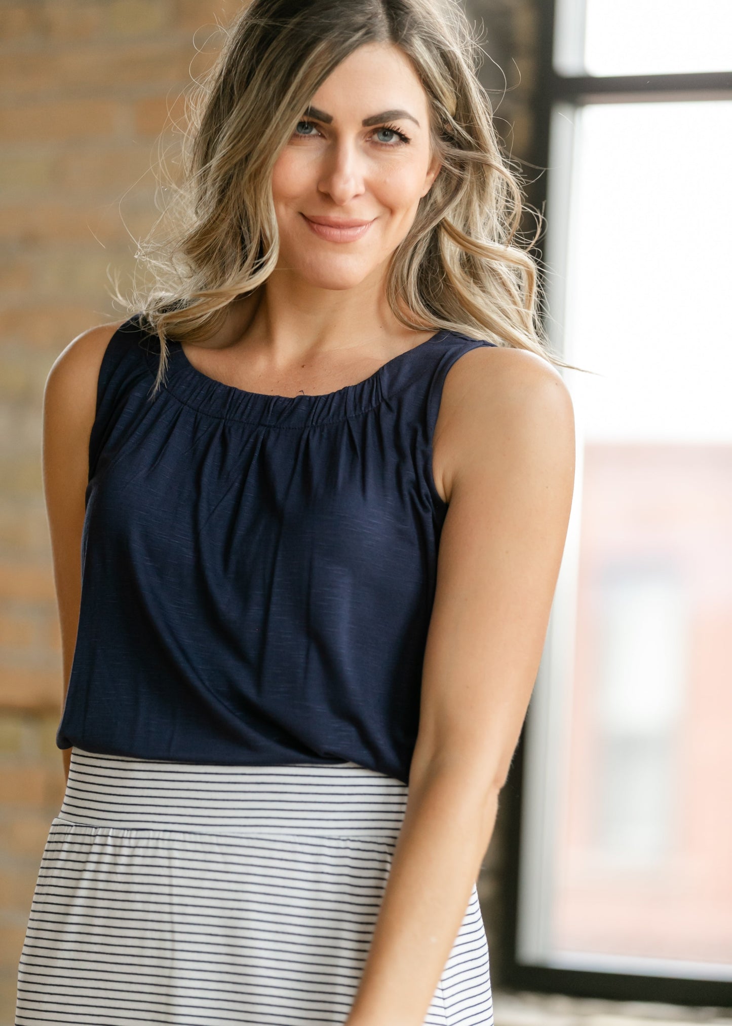 Essential Pleated Neck Layering Tank IC Tops