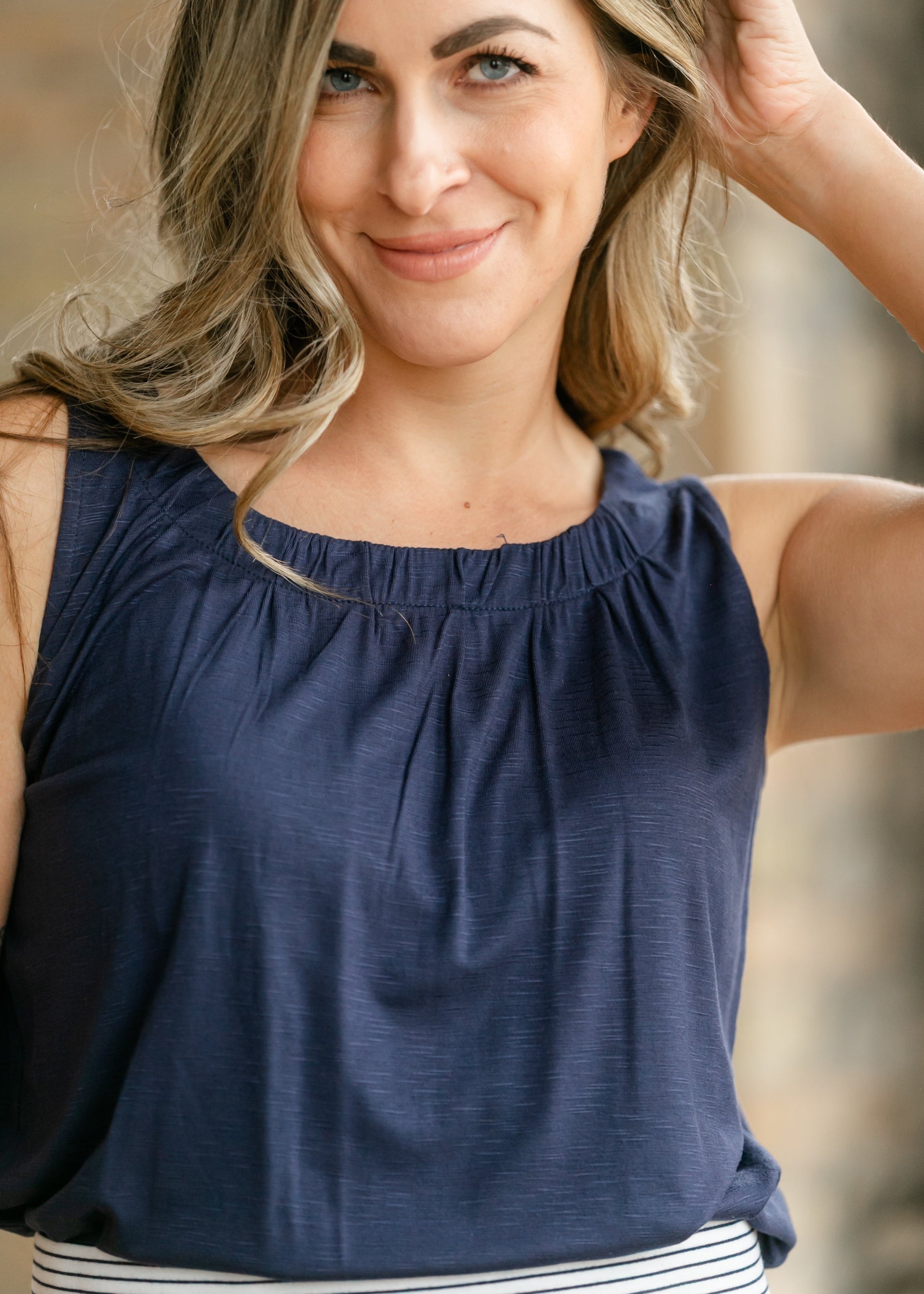 Essential Pleated Neck Layering Tank IC Tops