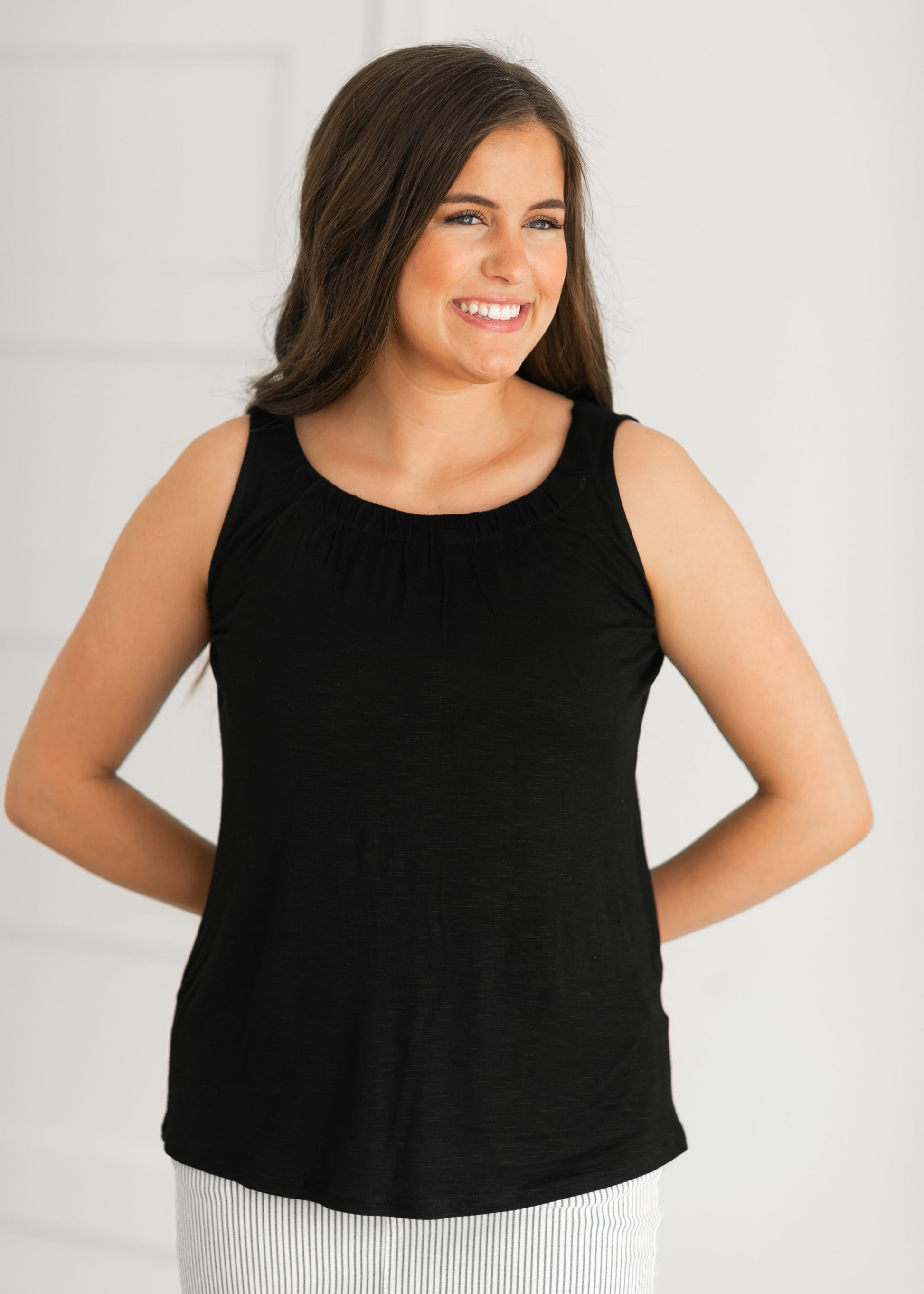 Essential Pleated Neck Layering Tank IC Tops