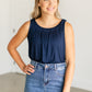 Essential Pleated Neck Layering Tank IC Tops Navy / XS