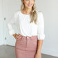 Essential Pleated Ruffle Sleeve Top IC Tops