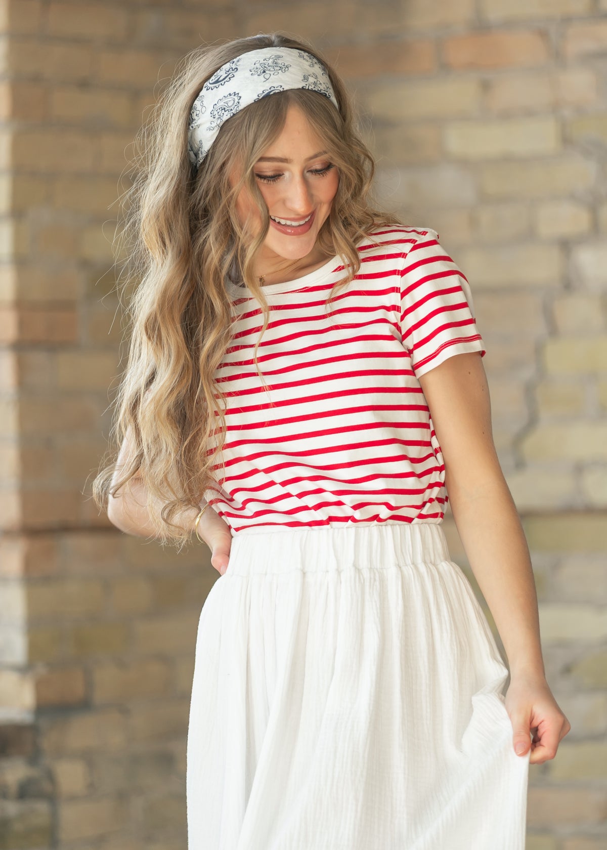 Essential Red Stripe Short Sleeve T-Shirt IC Tops