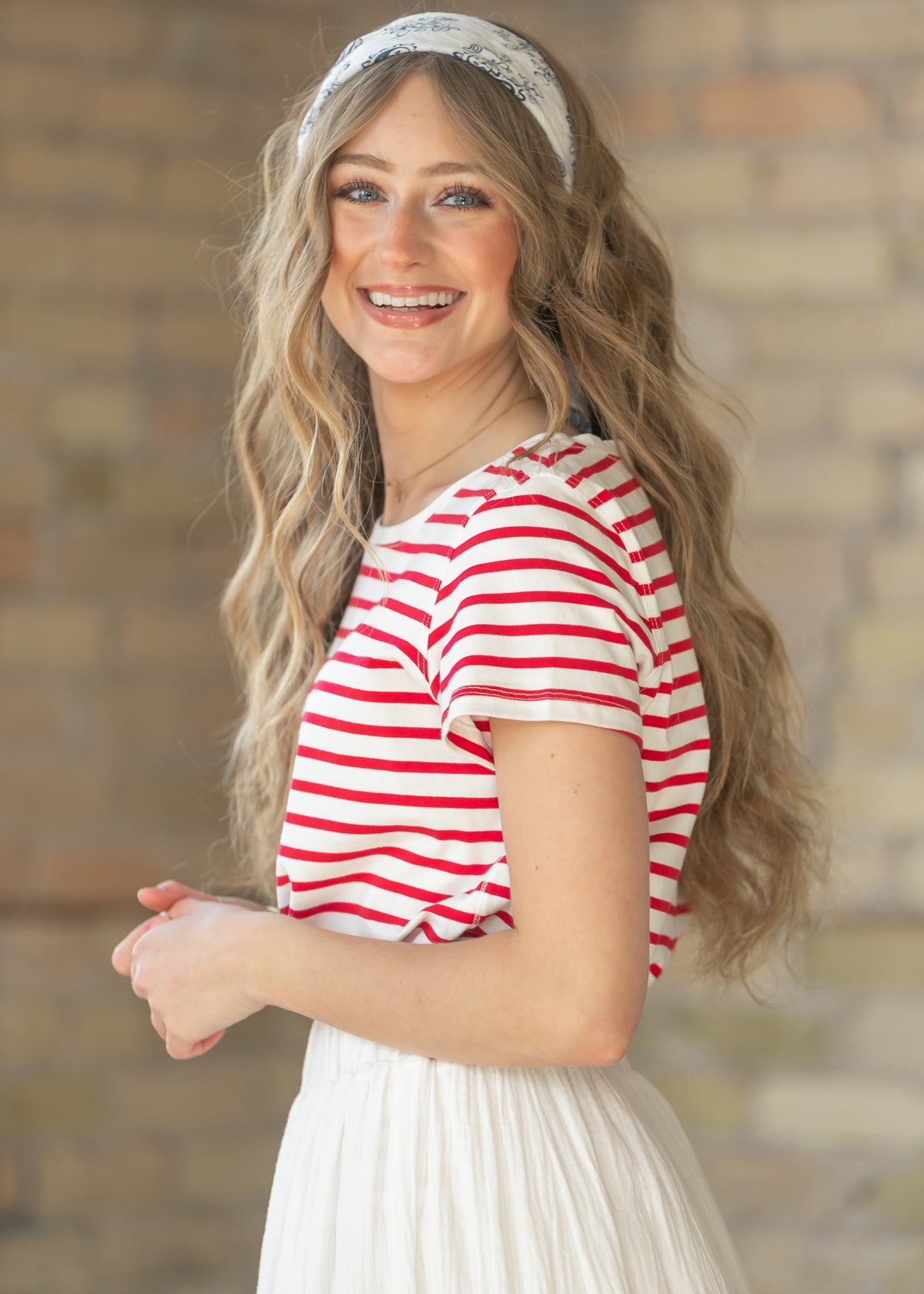Essential Red Stripe Short Sleeve T-Shirt IC Tops