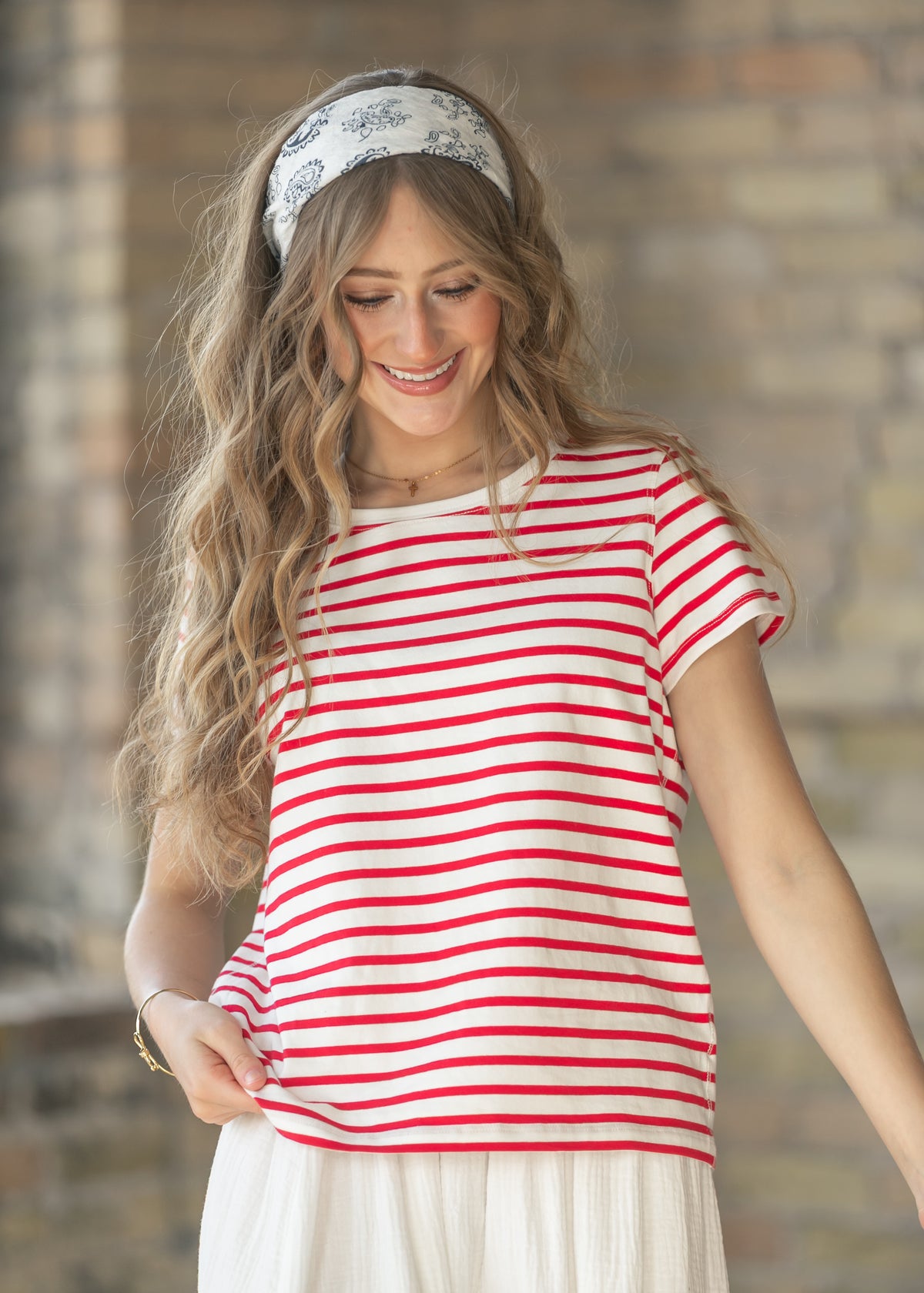 Essential Red Stripe Short Sleeve T-Shirt IC Tops