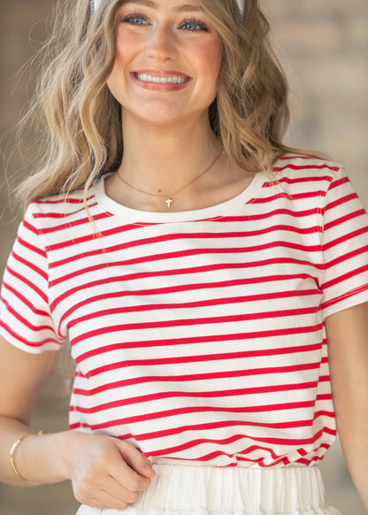 Essential Red Stripe Short Sleeve T-Shirt IC Tops