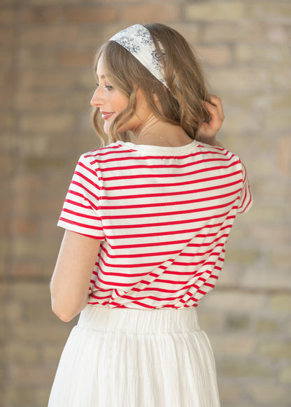 Essential Red Stripe Short Sleeve T-Shirt IC Tops