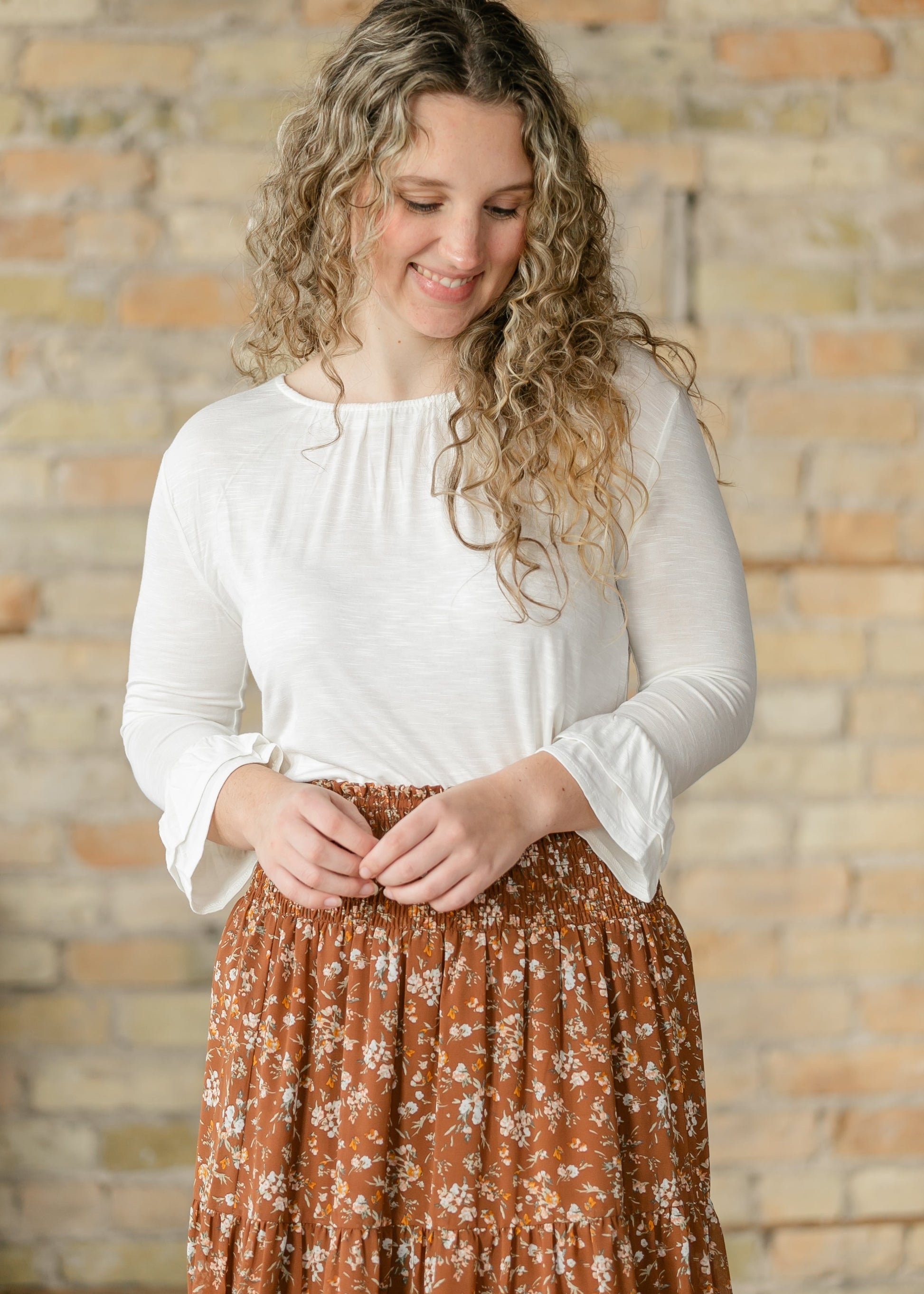 Essential Ruffled 3/4 Sleeve Top