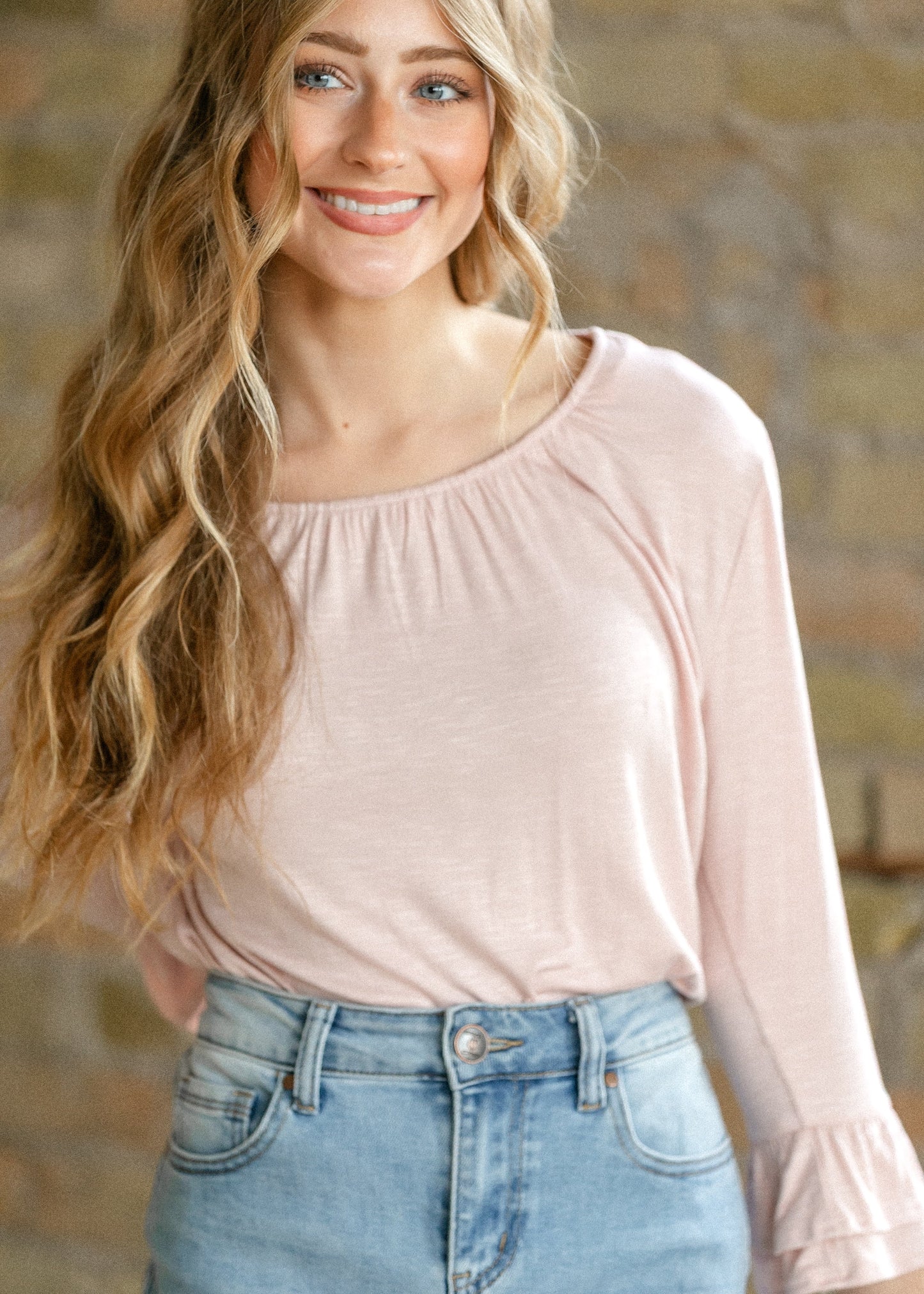 Essential Ruffled 3/4 Sleeve Top - FINAL SALE IC Tops