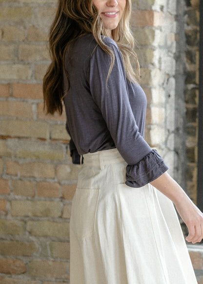 Essential Ruffled 3/4 Sleeve Top - FINAL SALE IC Tops