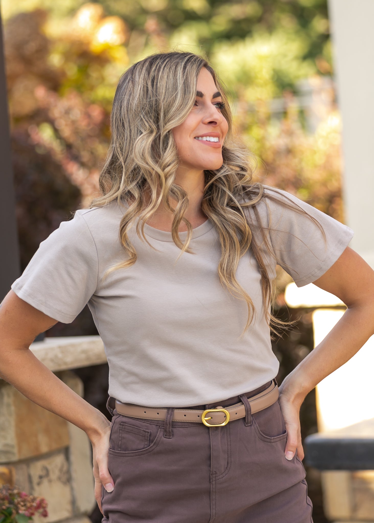 Essential Sand Flutter Sleeve Top IC Tops