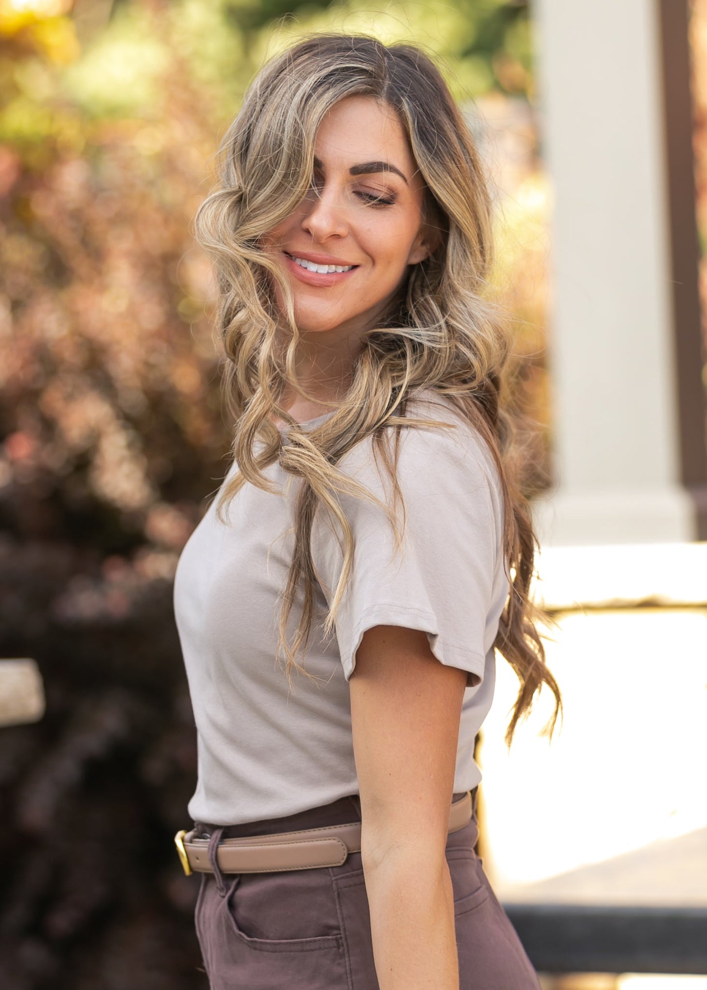 Essential Sand Flutter Sleeve Top IC Tops