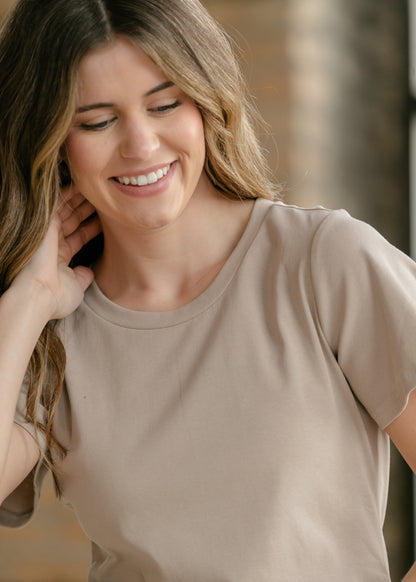 Essential Sand Flutter Sleeve Top IC Tops