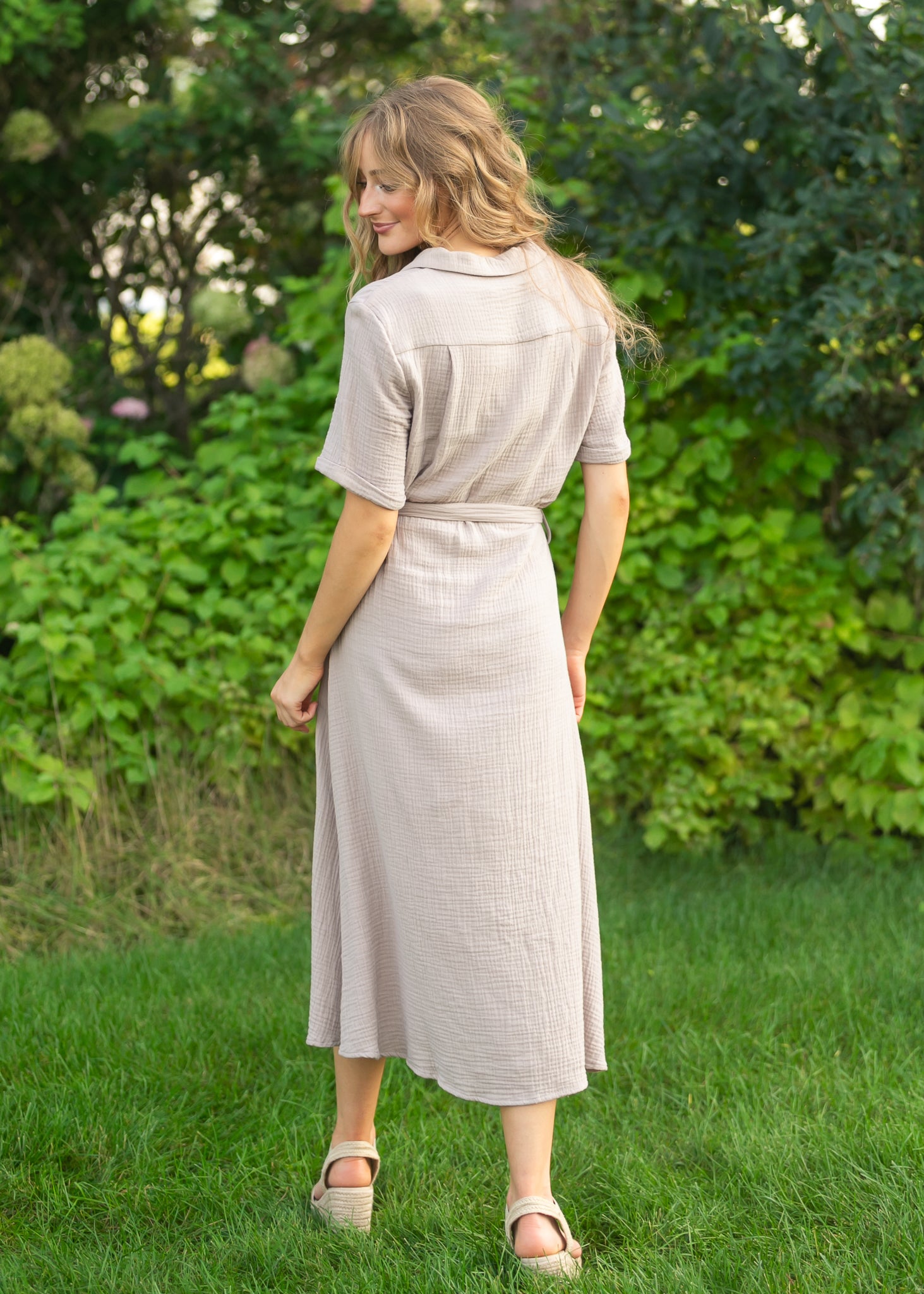 Essential Short Sleeve Gauze Shirt Dress IC Dresses