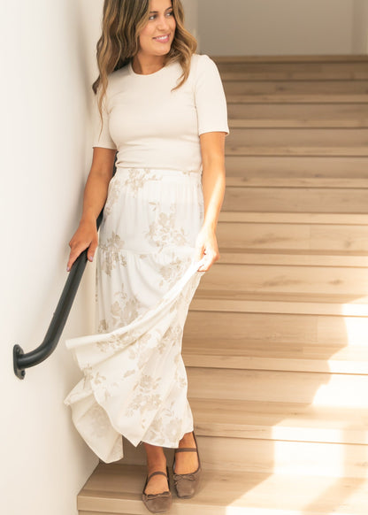 Essential Taupe Ribbed Half Sleeve Tee IC Tops