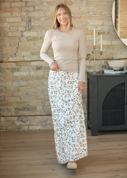 Essential Taupe Ribbed Long Sleeve IC Tops