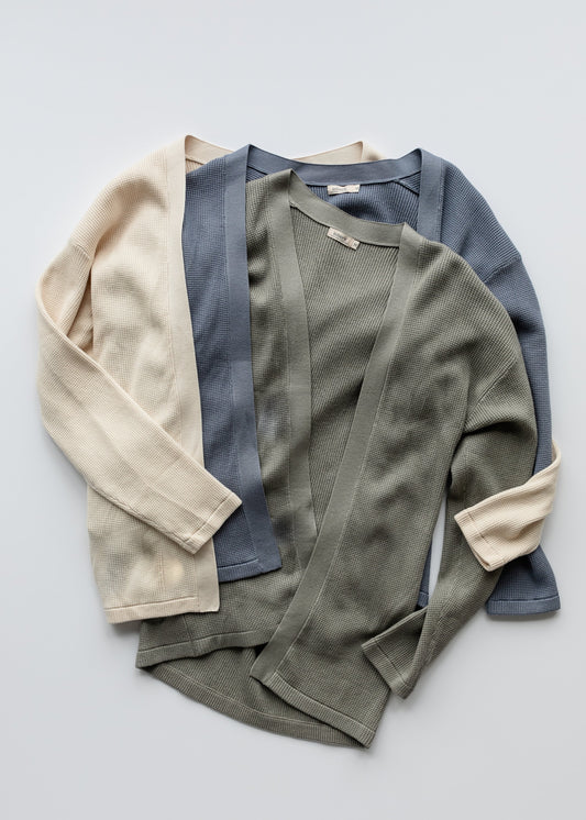 Essential Waffle Knit Cardigan IC Tops