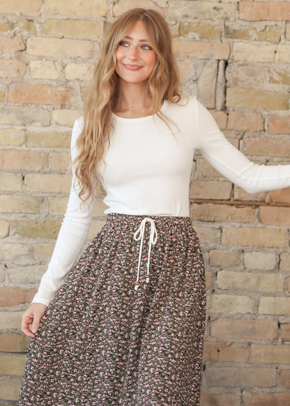 Essential White Ribbed Long Sleeve IC Tops