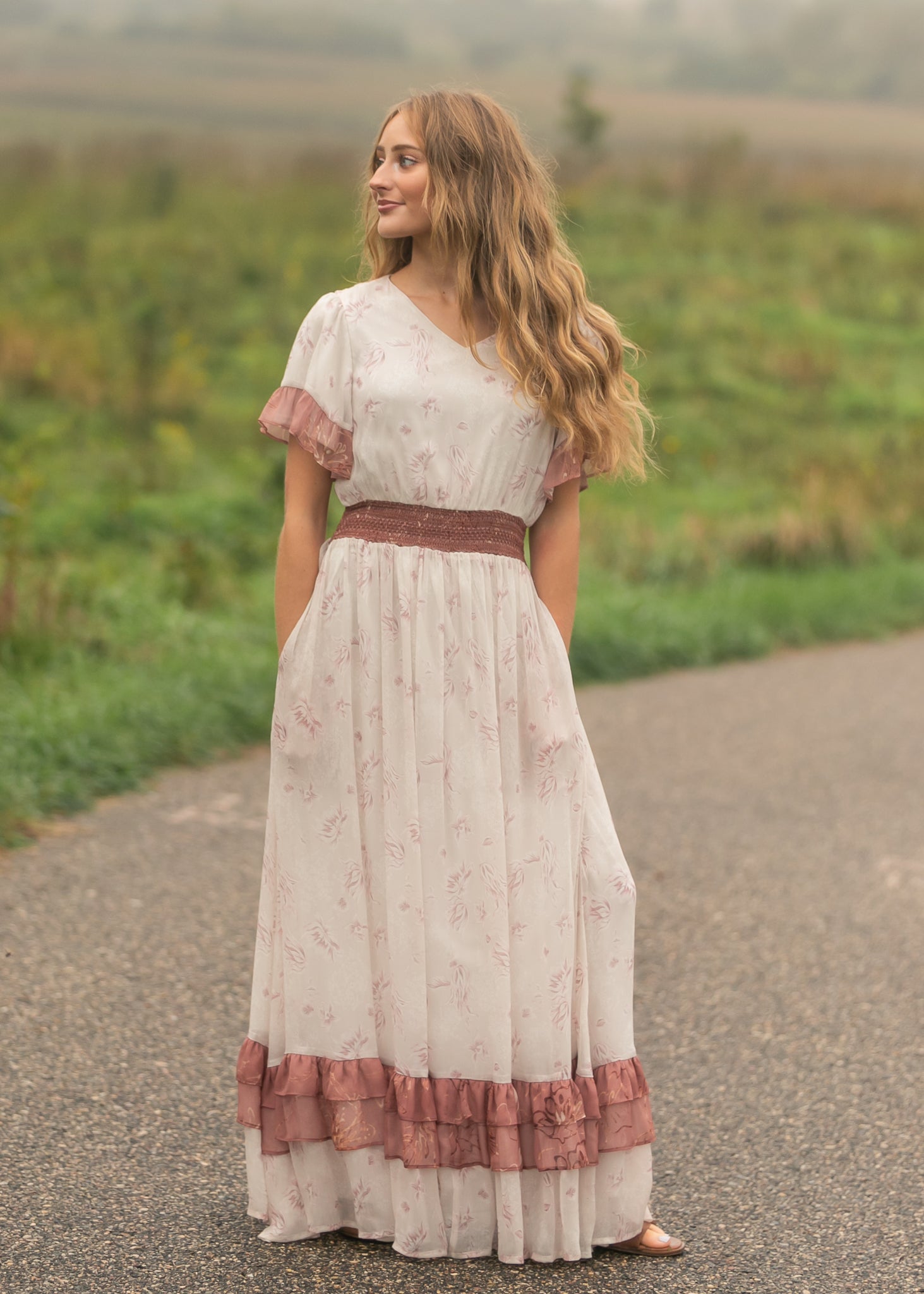 chinese dress ladies Estelle Pink Floral Maxi Dress – Inherit Co