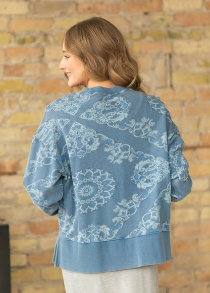 Estelle French Terry Long Sleeve Pullover Sweatshirt FF Tops