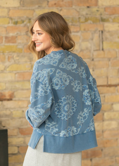 Estelle French Terry Long Sleeve Pullover Sweatshirt FF Tops