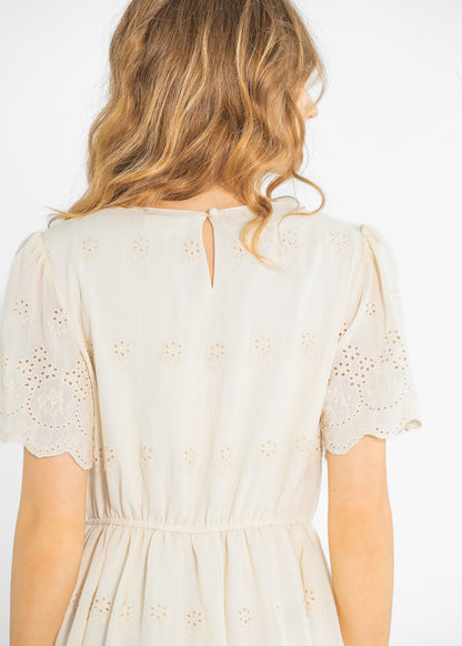 Eyelet Lace Scallop Hem Dress FF Dresses